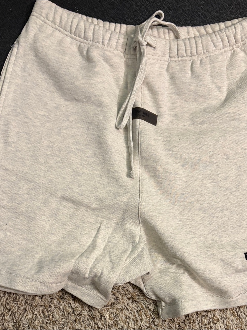 Size M Essentials Light Oatmeal Drawstring Lounge Shorts